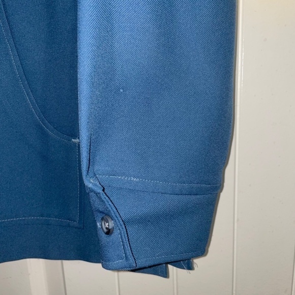 Mens 1970s Vintage Groovy Hippie Dagger Collar Shirt/Jacket Button Down Blue XL - Picture 5 of 15